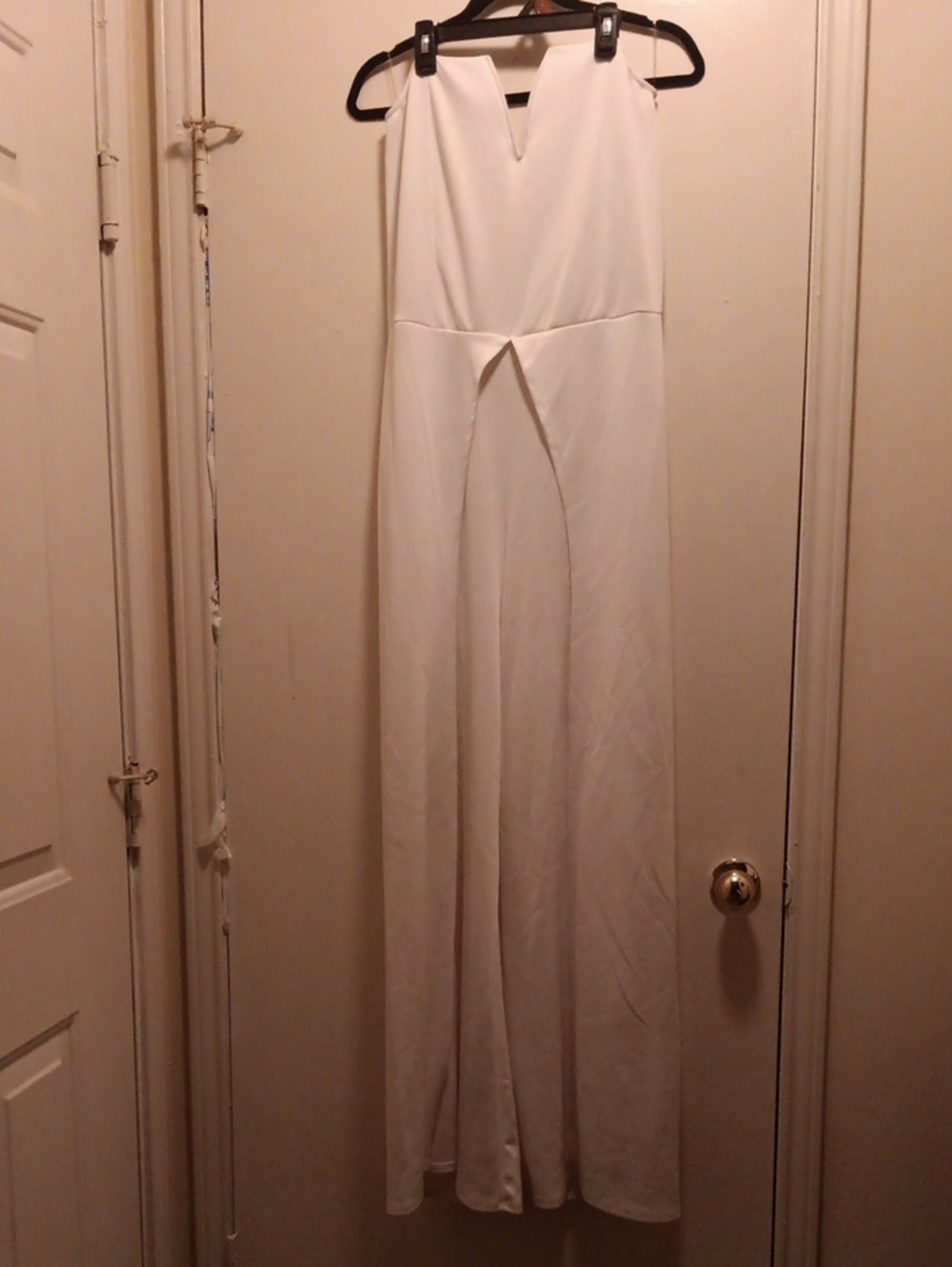 White  Wide-Leg Split-legs Jumpsuit